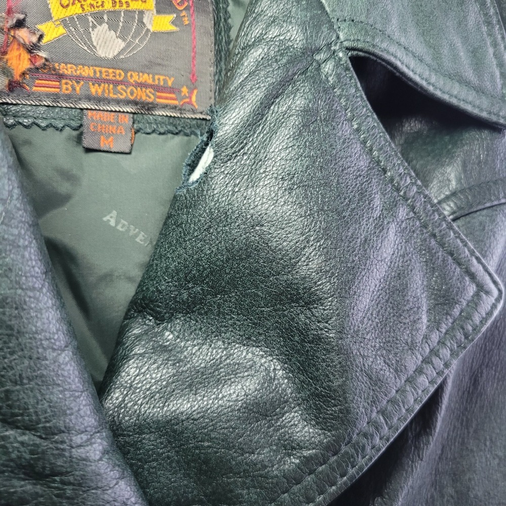 Vintage Adventure Bound Wilson's dark green leather bomber jacket thinsulate‎ - Picture 7 of 16